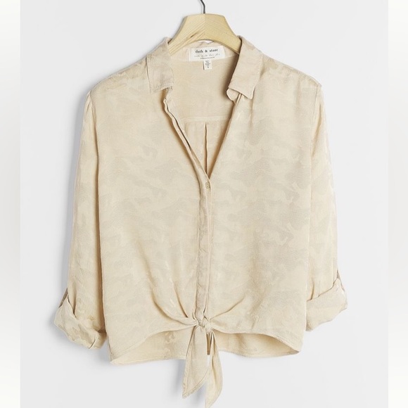 Cloth and Stone for Anthropologie Joanie Tie Front Button Down Shirt Size XS K74 - Picture 1 of 7